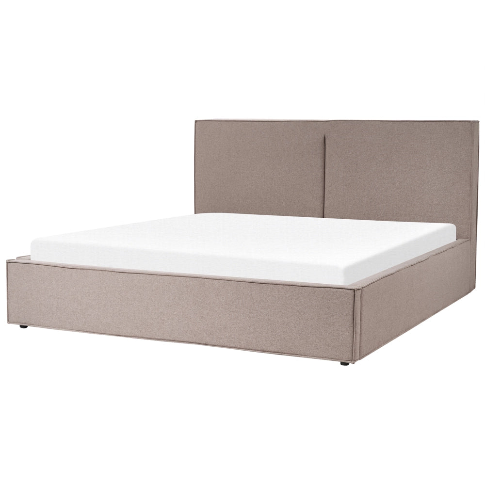 Letto king size 180 x 200 cm Grigio Tortora Rivestimento in tessuto Ottomana di contenitore Telaio a doghe Camera da letto moderna contemporanea