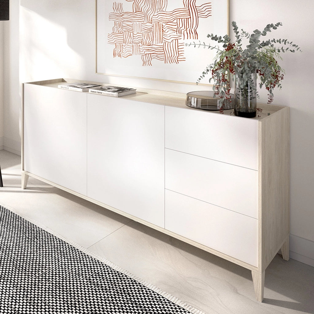 Madia Cadillac, Credenza 3 Cassetti, 40x150x78h cm Bianco