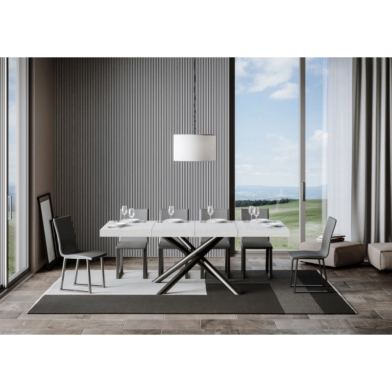 Tavolo allungabile 90x130/234 cm Famas Premium telaio Antracite - Bianco Frassino