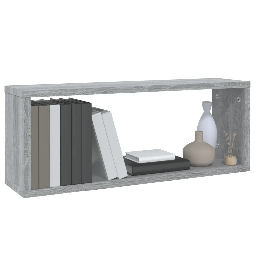 2 pz Mensole Cubo Muro | Mensola a parete Grigio Sonoma 60x15x23 cm in Multistrato