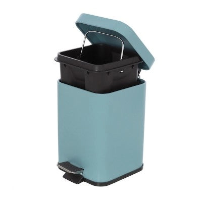 Pattumiera bagno 3lt in acciaio turchese pastello con secchio estraibile