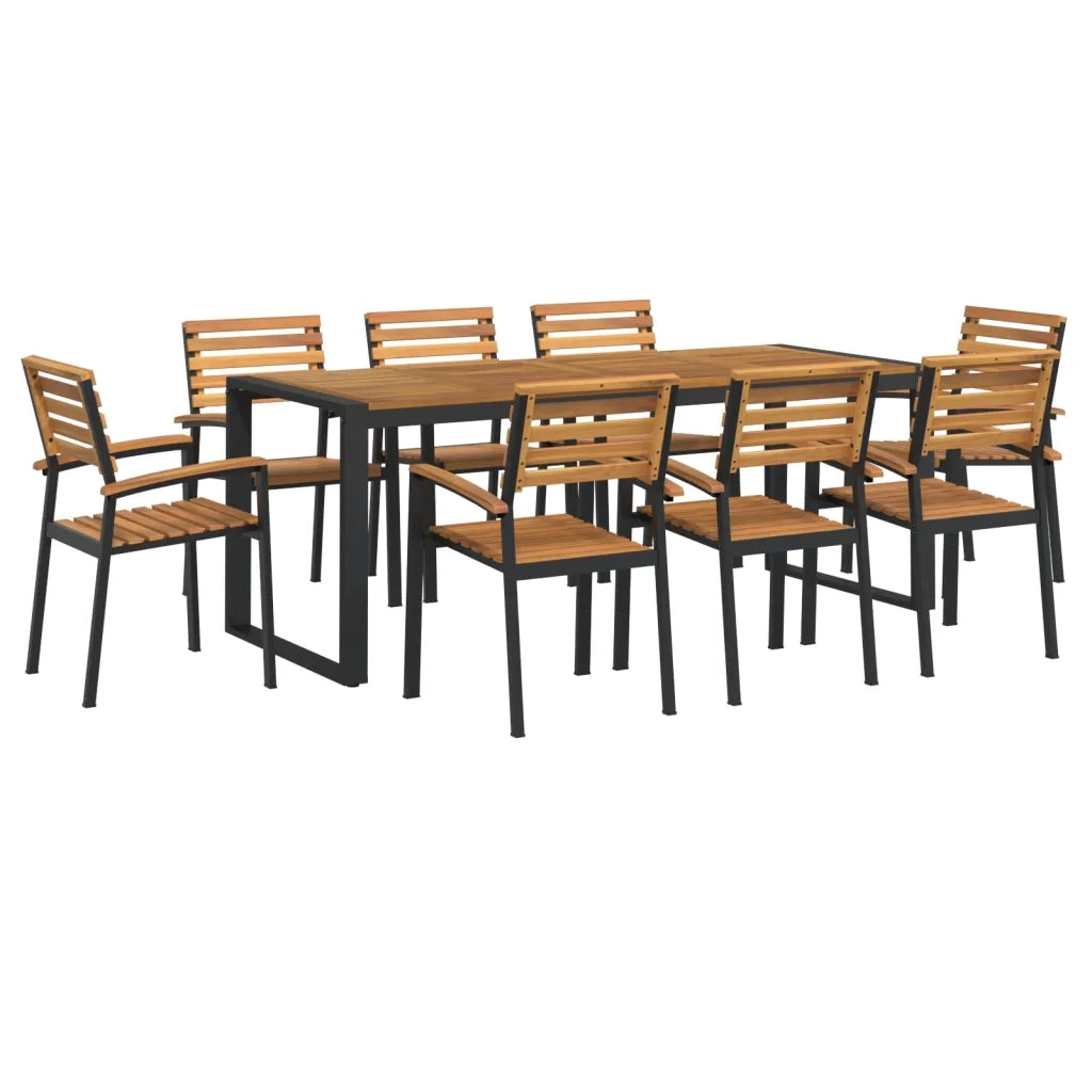 Set Pranzo da Giardino 9 pz Legno Massello di Acacia e Metallo 3155413
