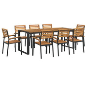 Set Pranzo da Giardino 9 pz Legno Massello di Acacia e Metallo 3155413