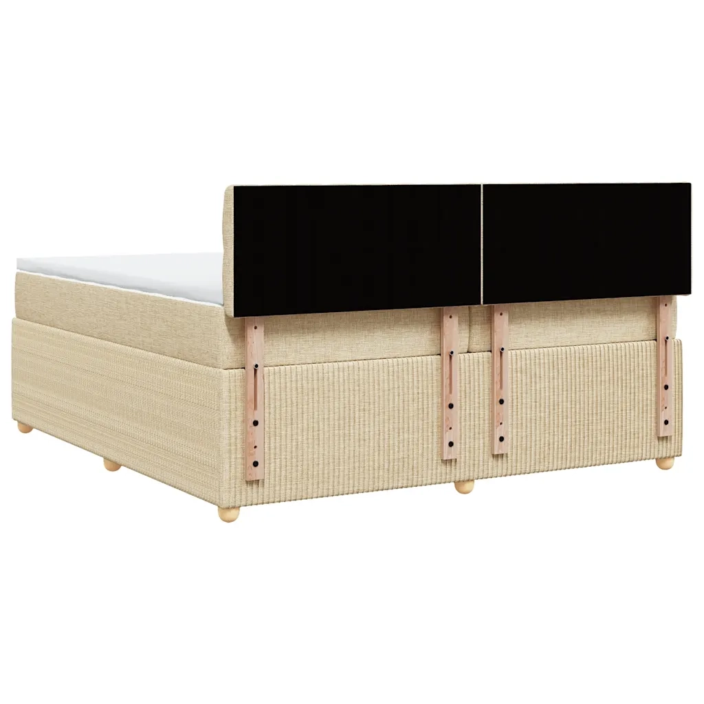 Giroletto a Molle con Materasso Crema 200x200 cm in Tessuto