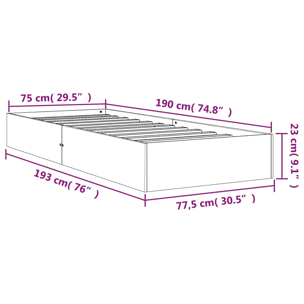 Letto senza Materasso Marrone Cera 75x190 cm in Legno di Pino 844822