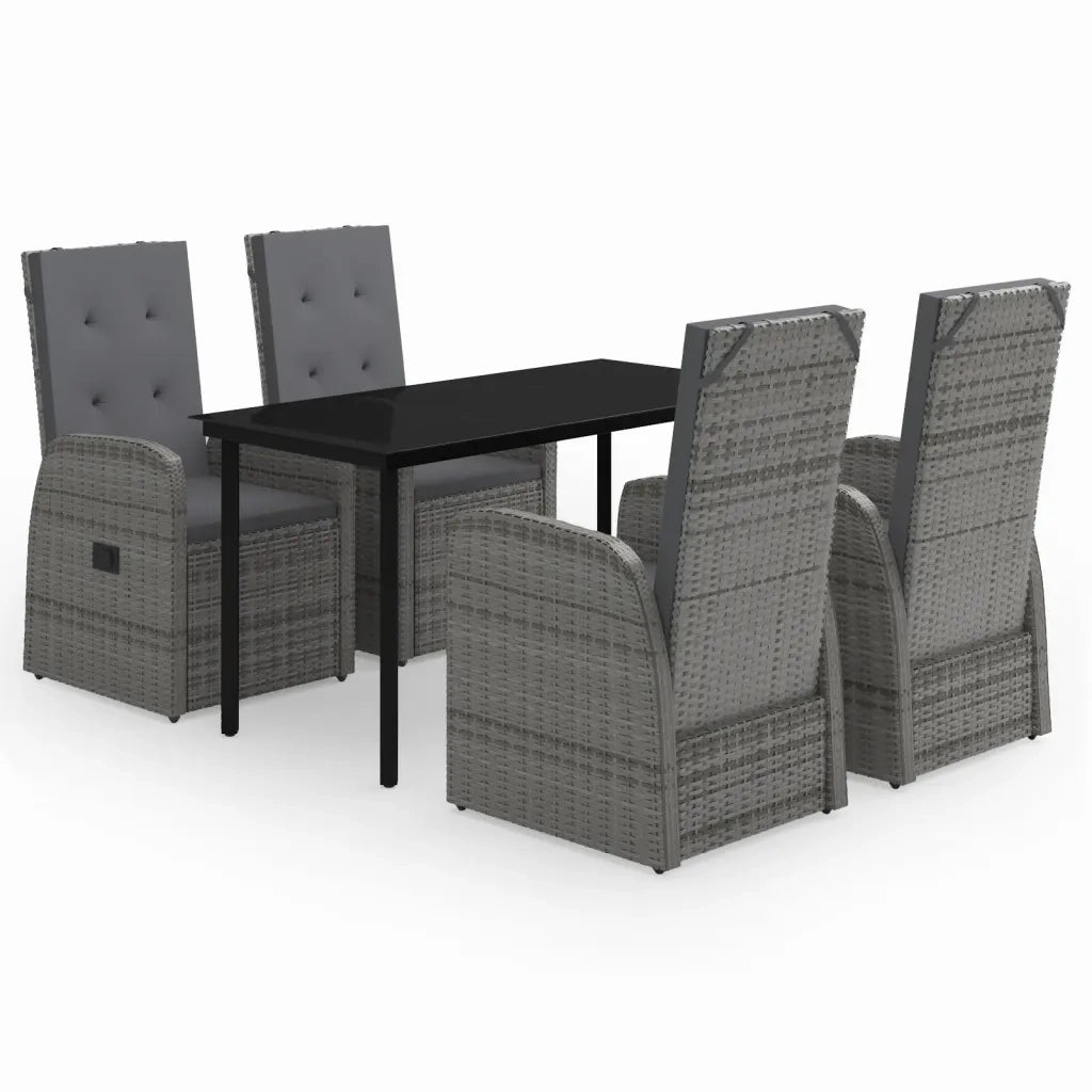 Set Mobili da Pranzo per Giardino 5 pz con Cuscini Grigio cod mxl 48340