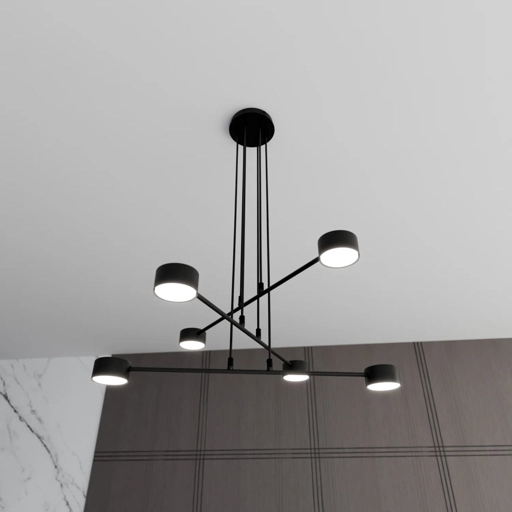 Sospensione Moderna Tefnut 6 Luci In Acciaio Nero