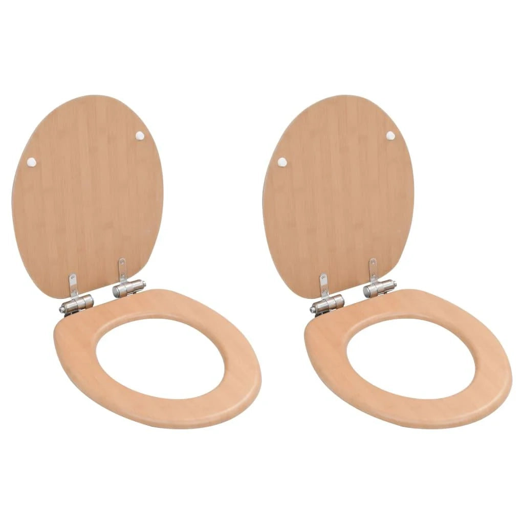 Set di 2 sedili per WC sedile per WC bagno/arredamento della casa MDF coperchio a chiusura ammortizzata bambù 02_0002962