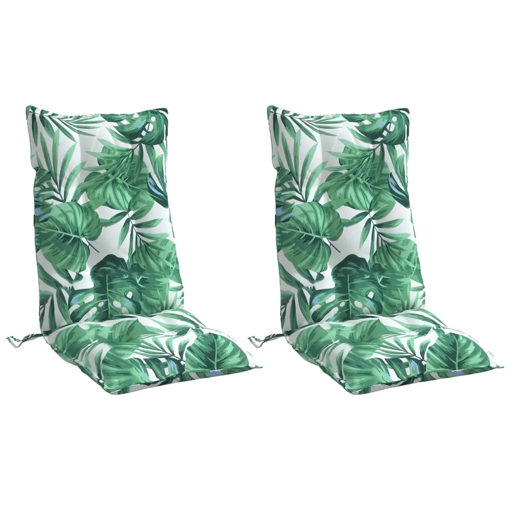 Cuscini Sedia Schienale Alto 2 pz Motivo Foglie Tessuto Oxford 377638