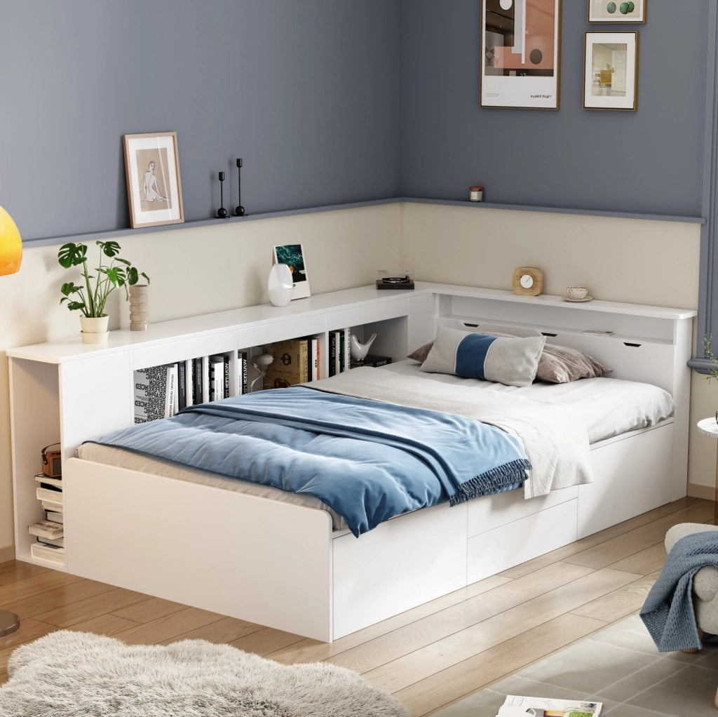 Letto singolo per bambini 90x200 cm con contenitore bianco