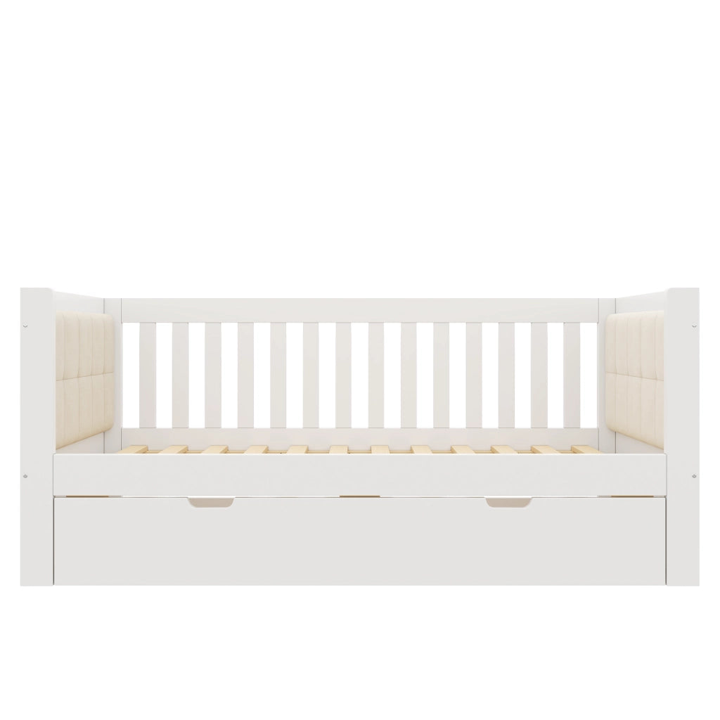 Letto a giorno con letto estraibile 90x190 cm, legno di pino bianco, con rete, senza materasso