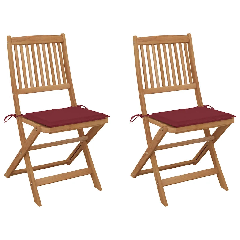 Sedie da Giardino Pieghevoli 2 pz con Cuscini Massello Acacia cod mxl 24382