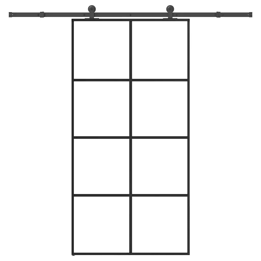 Porta Scorrevole con Ferramenta 102,5x205cm Vetro ESG Alluminio