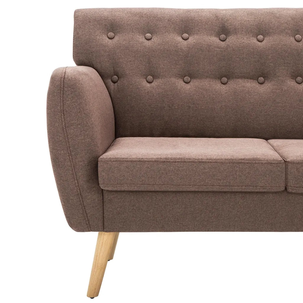 Divano a 3 Posti Rivestito in Tessuto 172x70x82 cm Marrone 247126