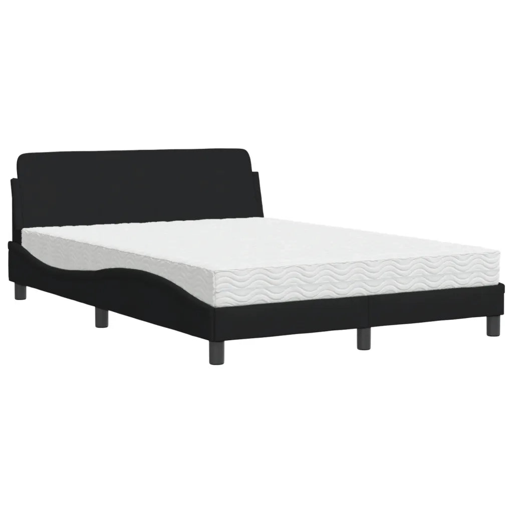 Letto con Materasso-Struttura Letto con Materasso Dover Nero 140x190 cm in Tessuto