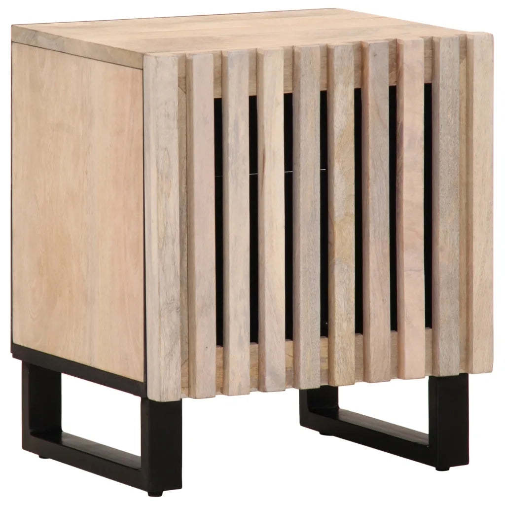 Comodini 2pz 40x34x46 cm in Legno Massello di Mango Sbiancato 377423