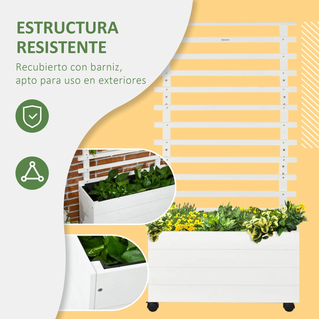 Fioriera con Graticcio in Legno Massello ¨C zephmum ¨C Bianco 76x30x155 cm