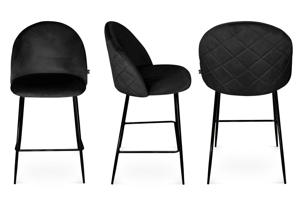 Sgabello cucina imbottito, sgabello alto in velluto nero piede nero – Nicole - SG10NIPN
