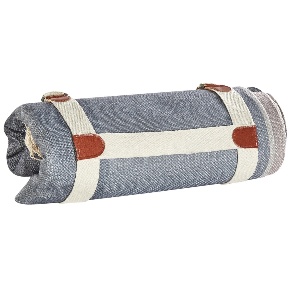 Coperta da picnic per esterni in tessuto con cinturino a quadri grigio 200 x 200 cm morbida