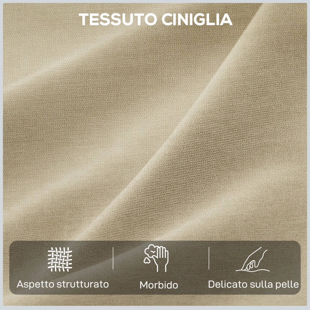 Poltrona Reclinabile Elettrica in Ciniglia con Poggiapiedi, Poggiatesta Regolabile e Prese, 80x93x103 cm, Beige