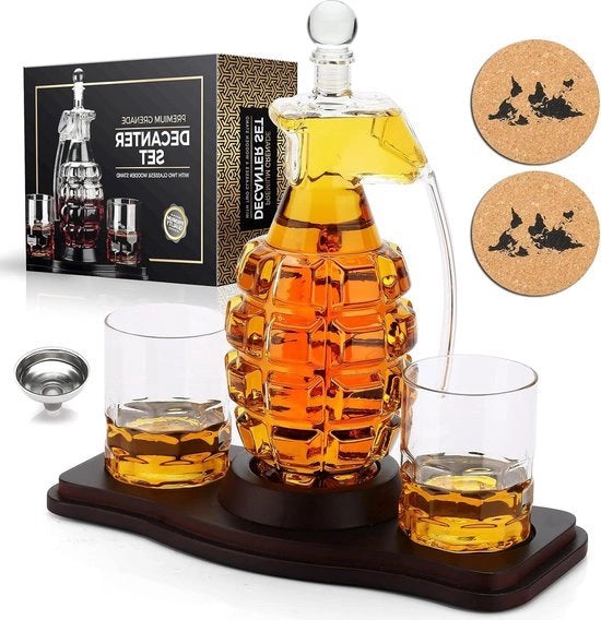 Set di Karaf per Whisky - Karaf a forma armoniosa per Whisky e 2 bicchieri per Whisky - Bebida da Scotch e Bourbon per il consumo - Regalo per uomini - Padre - Amico - Compleanno