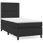 Letto singolo | Letto per adulti | Giroletto a Molle con Materasso Nero 90x190 cm in Similpelle