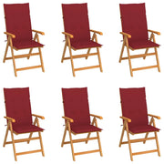 Sedie da Giardino 6 pz con Cuscini Rosso Vino  Massello di Teak cod mxl 8434