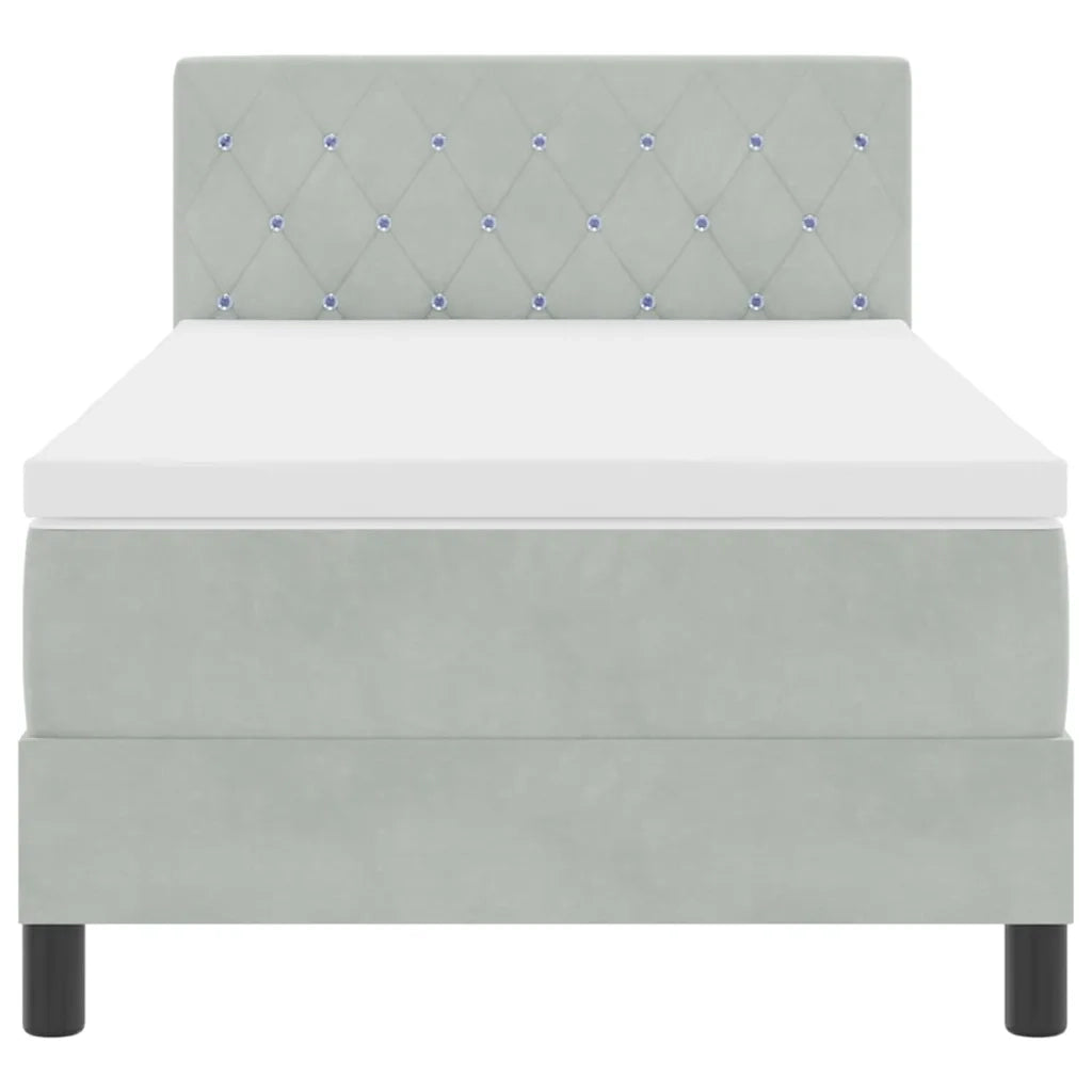 Letto a Sorgente LED con led Grigio chiaro 90 x 200 cm Velluto 3342560