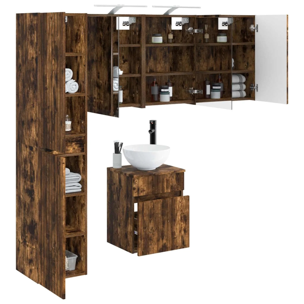 Set di Armadi da Bagno 5 pcs Rovere Fumo 43 x 16 x 62,5 cm 3407347
