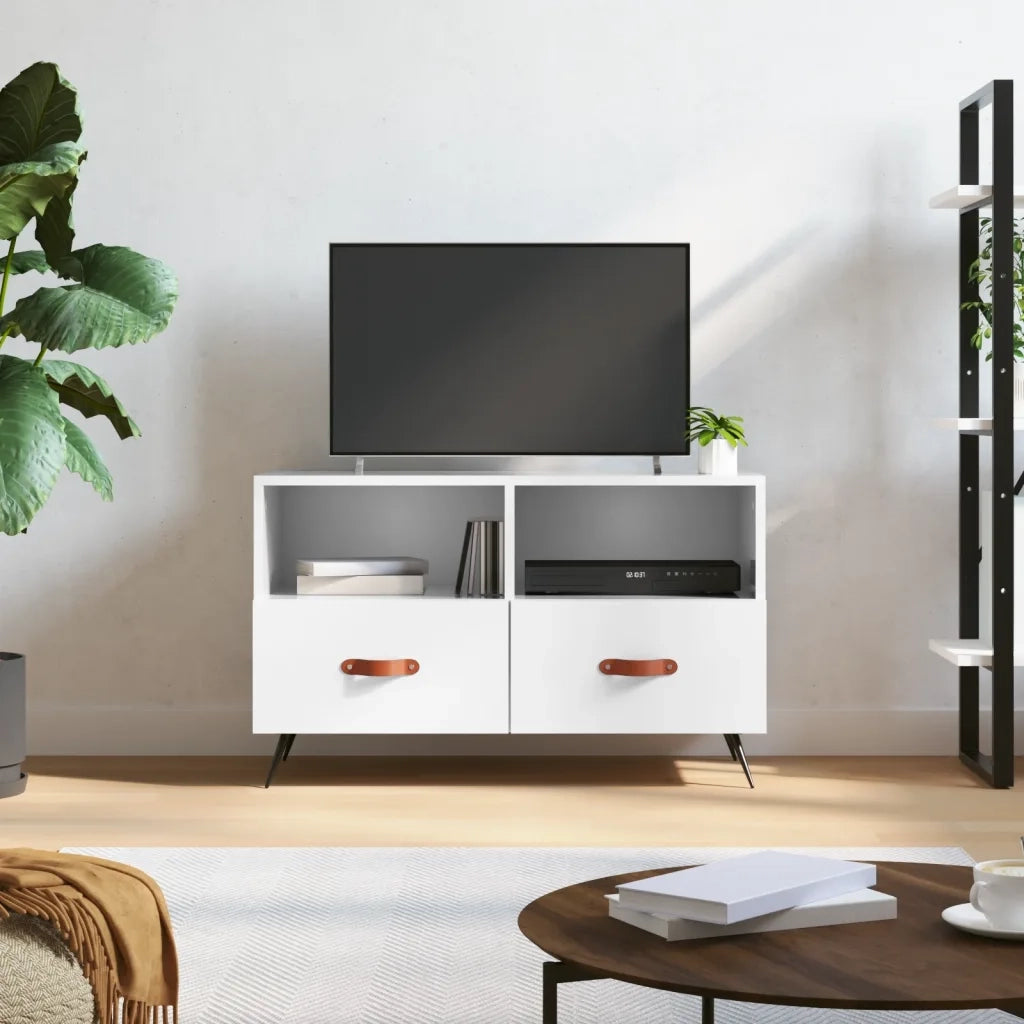 Mobile TV | Armadietto TV | Mobile Porta TV Bianco Lucido 80x36x50 cm in Legno Multistrato