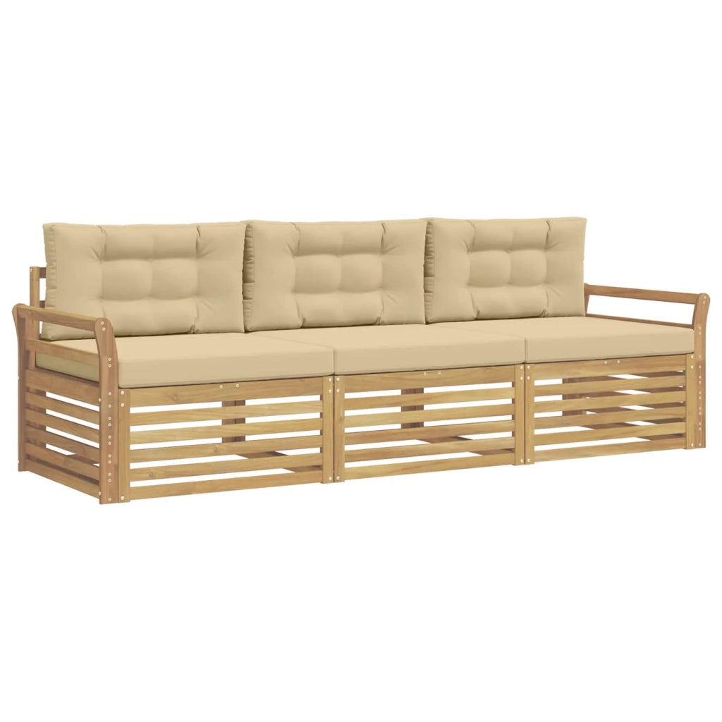 Set di divani da esterno 3 pcs Bianco e Beige 3389968