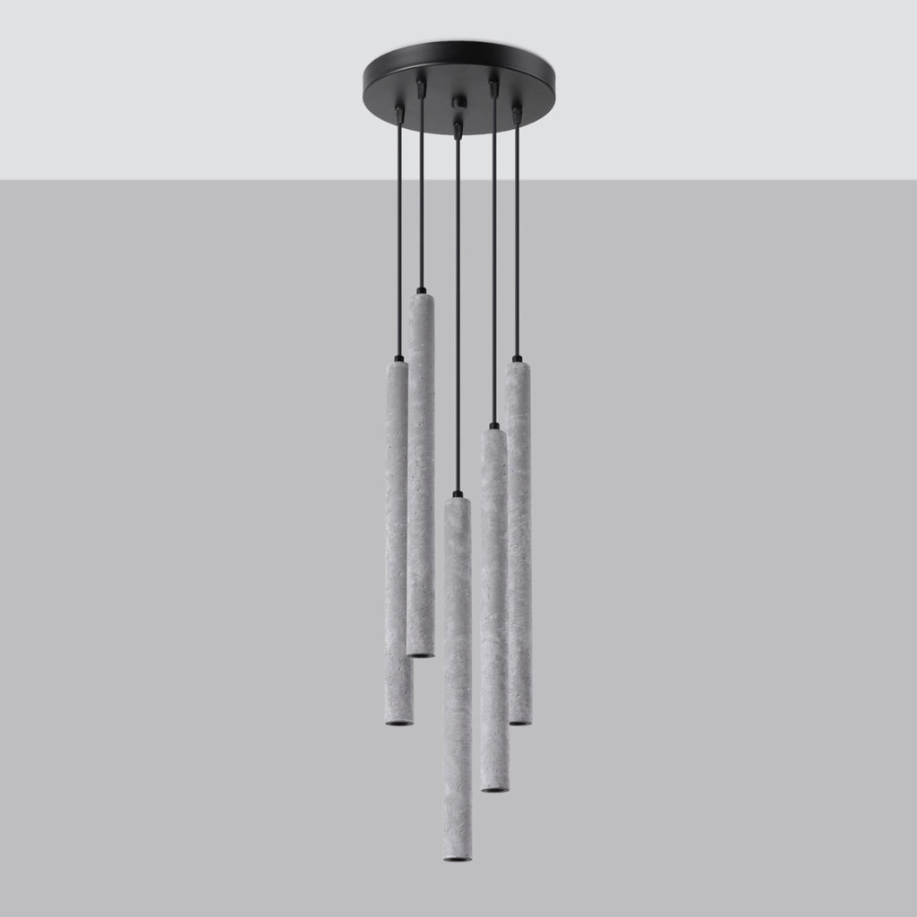 Lampada a sospensione tonda cemento grigio 5xG9 Velino