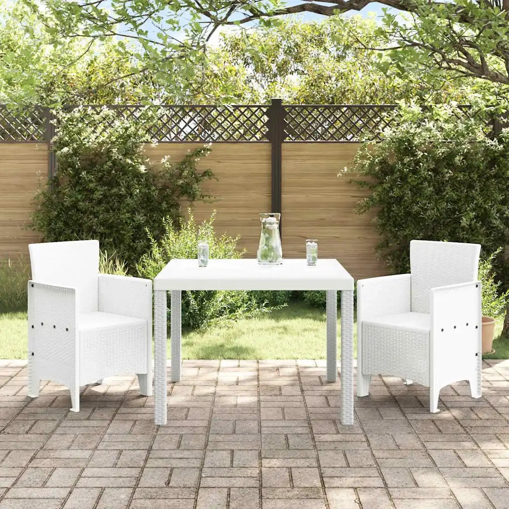 Set da Pranzo per Giardino 3 pcs Bianco Polipropilene