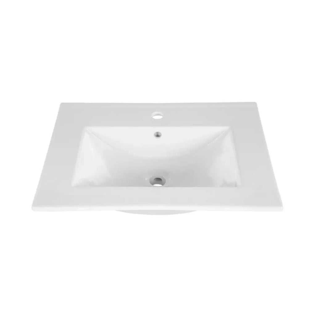 Set bagno sospeso OSTER 60cm: mobile sottolavabo con cassetti bianchi + lavabo incassato bianco