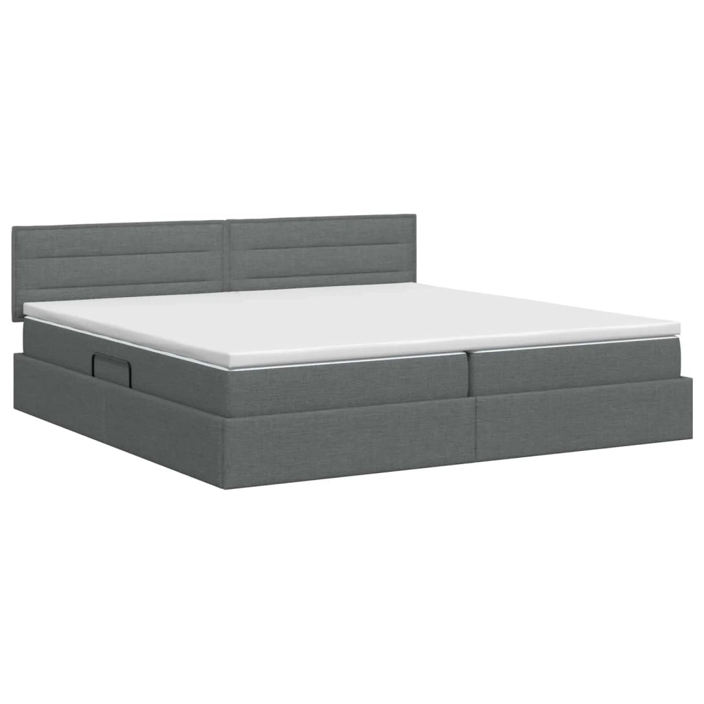 Letto con contenitore e materasso Grigio Scuro 200 x 200 cm 3458581