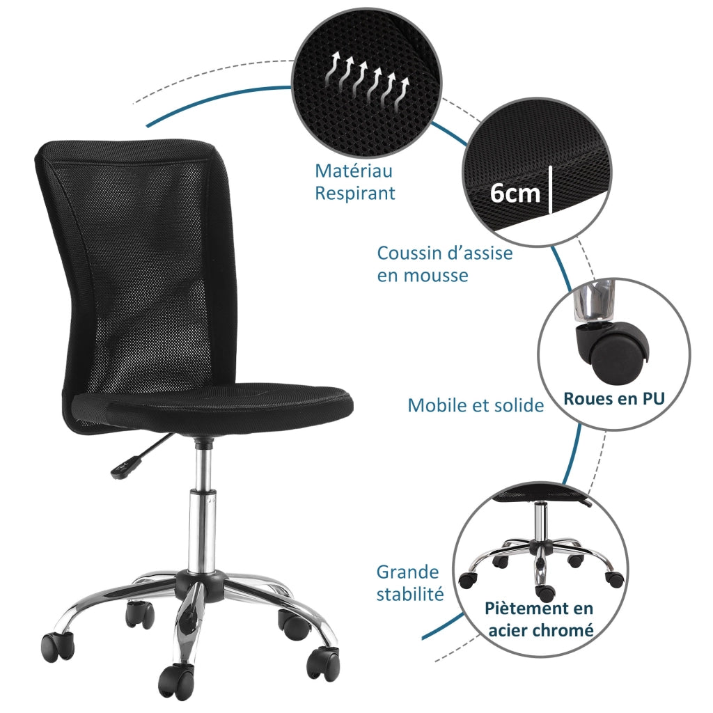 Poltrona da ufficio ergonomica ¨C zephmum ¨C nero, rete, girevole, altezza regolabile
