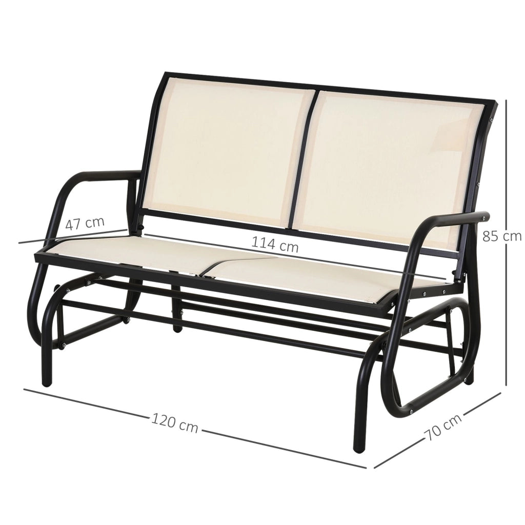 Easycomfort Panchina a Dondolo da Giardino a 2 Posti in Metallo e Tessuto a Rete Traspirante, 120x70x85cm, Beige