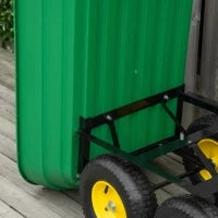 Carrello da Giardino 125L in Acciaio e PP con Vasca ribaltabile e Maniglia, 118x58x102 cm, Verde