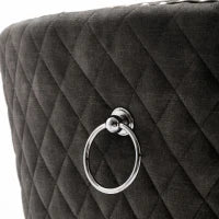 Set di 2 sedie imbottite in velluto con decorazioni in rivetti e anelli rotondi unici,da pranzo, 53,5×64×95 cm, Grigio