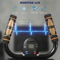 Cyclette Ellittica con 4 Livelli di Resistenza, Monitor LCD e 2 Ruote, in Acciaio e ABS, 90x62x150 cm, Nero