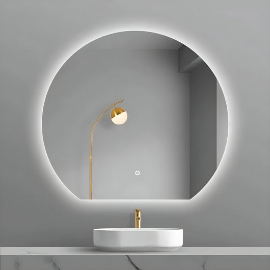 Specchio 5 mm tondo retroilluminato a filo led interruttore touch *** misure 80x70 cm, tonalità dimmerabile 2700-450...