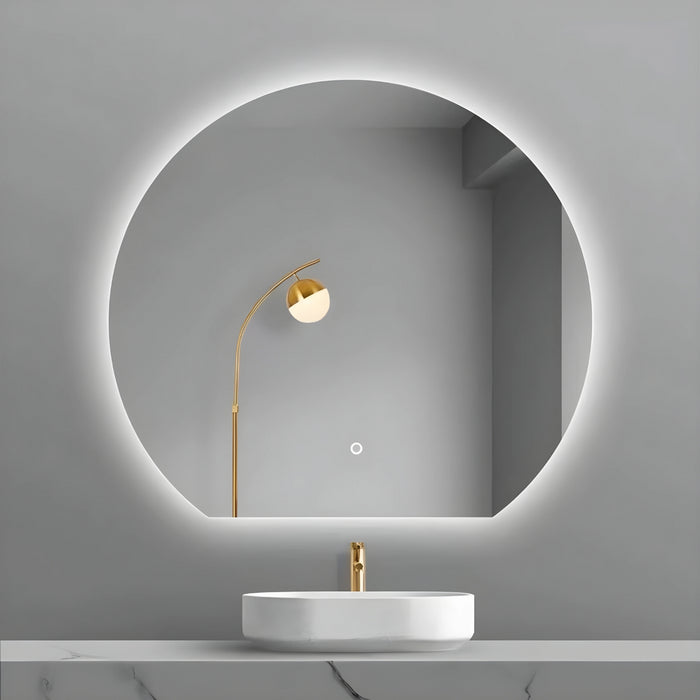 Specchio 5 mm tondo retroilluminato a filo led interruttore touch *** misure 80x70 cm, tonalità dimmerabile 2700-450...