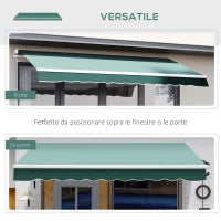 Tenda da Sole a Bracci 2.5x2m Avvolgibile Manuale in Alluminio e Poliestere Verde