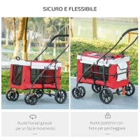Passeggino per Cani Taglia Piccola e Mini con 2 Guinzagli e Custodia Portaoggetti, 81x58x97.5 cm