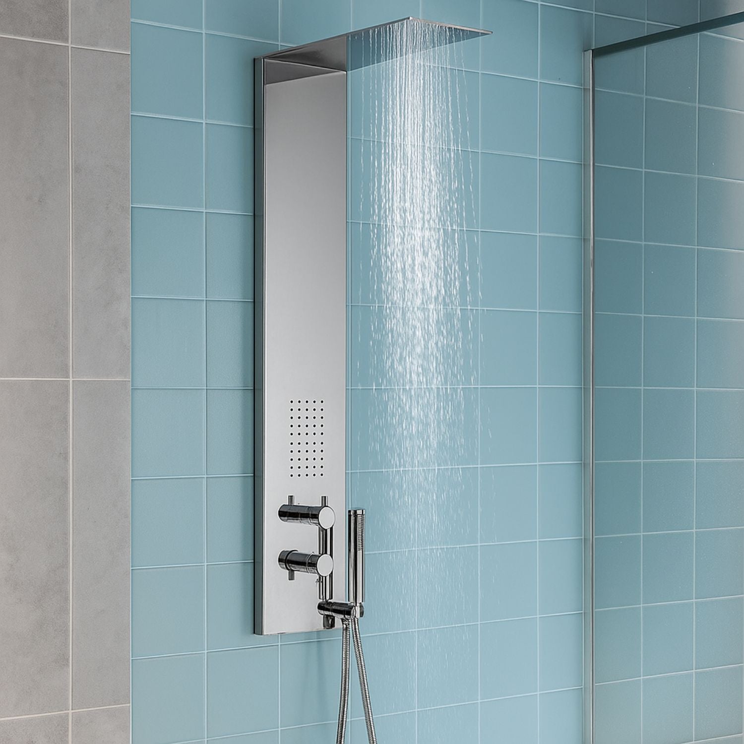 Colonna doccia 3 funzioni acciaio inox bocchetta idro lombare 20x50x110 cm *** finitura- cromo lucido, confezione 1