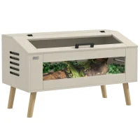 Terrario per rettili, vivarium per serpenti 140L con finestre in vetro temperato, coperchio, 100 x 50 x 60 cm