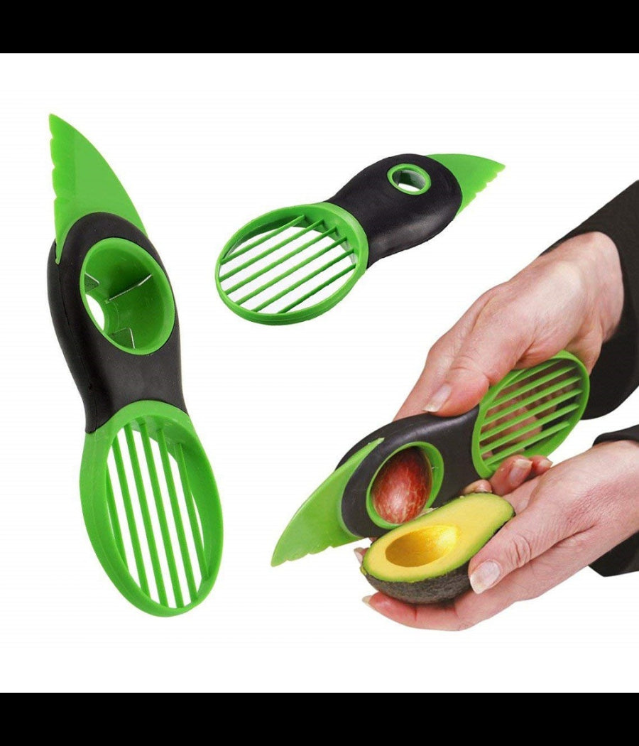 3in1 Coltello Taglia Affetta Avocado Rimuovi Nocciolo Manuale Fette Spicchi Plastica         