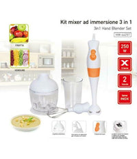 3in1 Mixer Ad Immersione Kit 2 Velocita' 250watt 65mm Frutta Verdura Cucina Casa         