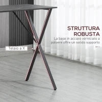 Bancone Bar Tavolo Alto Stile Industriale Effetto Marmo, Legno e Acciaio 120x60x102 cm, Nero