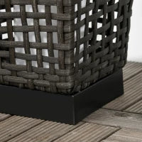 Lampada Solare da Giardino con Pannello di Ricarica, in Acciaio e Rattan, 21x21x78 cm, Nero e Grigio